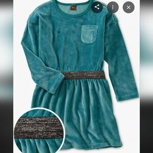 TEA COLLECTION Velour Sparkle Waist Dress Blue Green Nwt Sz 2